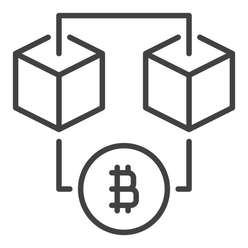 bitcoin blockchain tecnologia icona o simbolo nel magro linea stile vettore