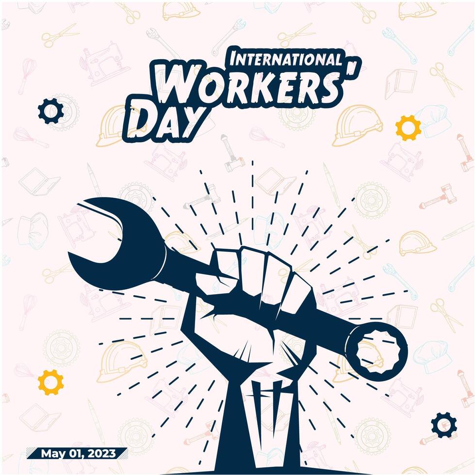 1 ° Maggio contento lavoro duro e faticoso giorno, internazionale lavoratore giorno instagram inviare vettore