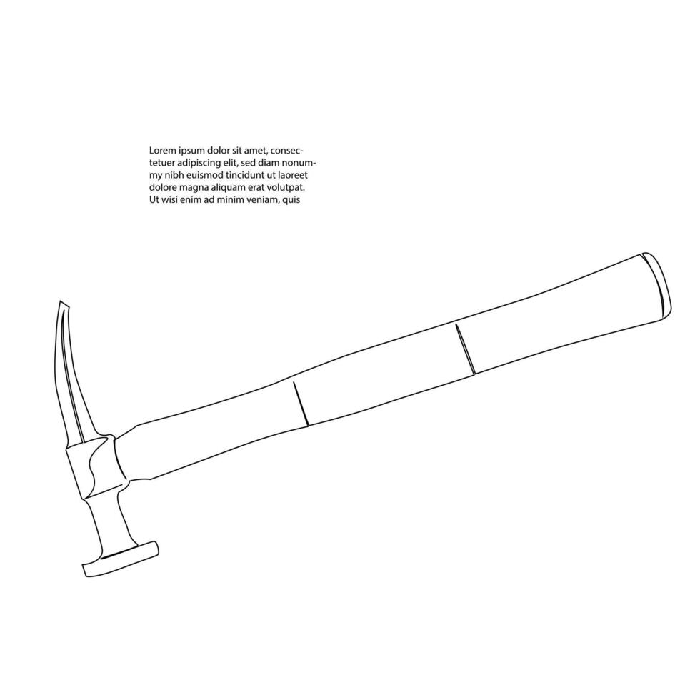 martello costruzione continuo singolo uno linea disegno illustrazione vettore