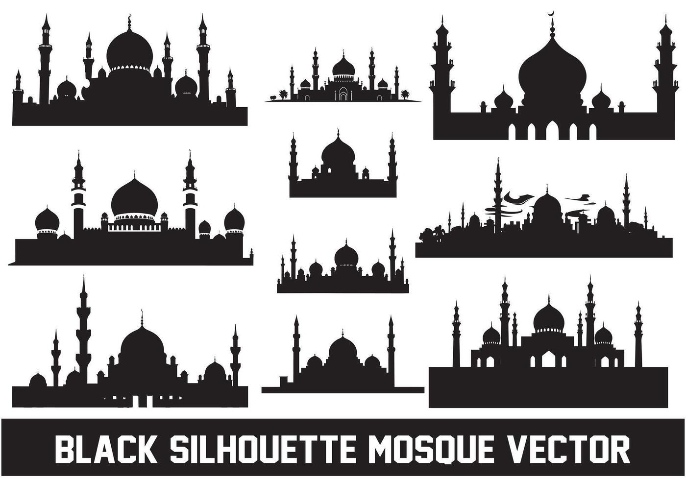 moschea silhouette fascio bianca sfondo vettore