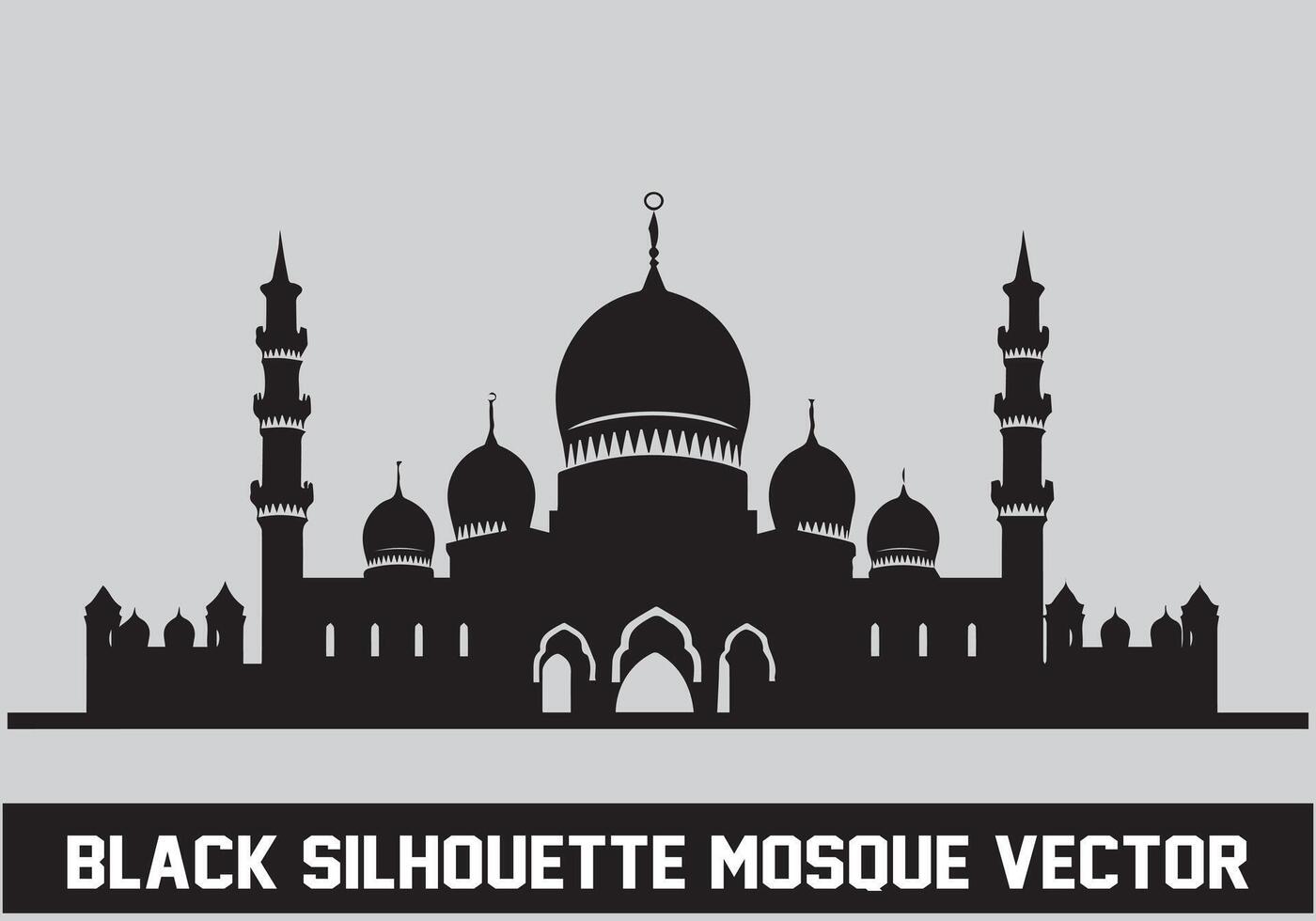 moschea nero silhouette icona illustrazione per islamico elemento vettore