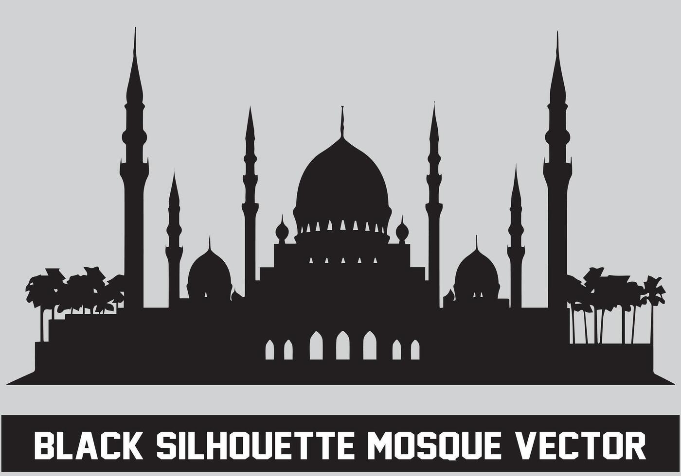 moschea silhouette nero colore per islamico design vettore