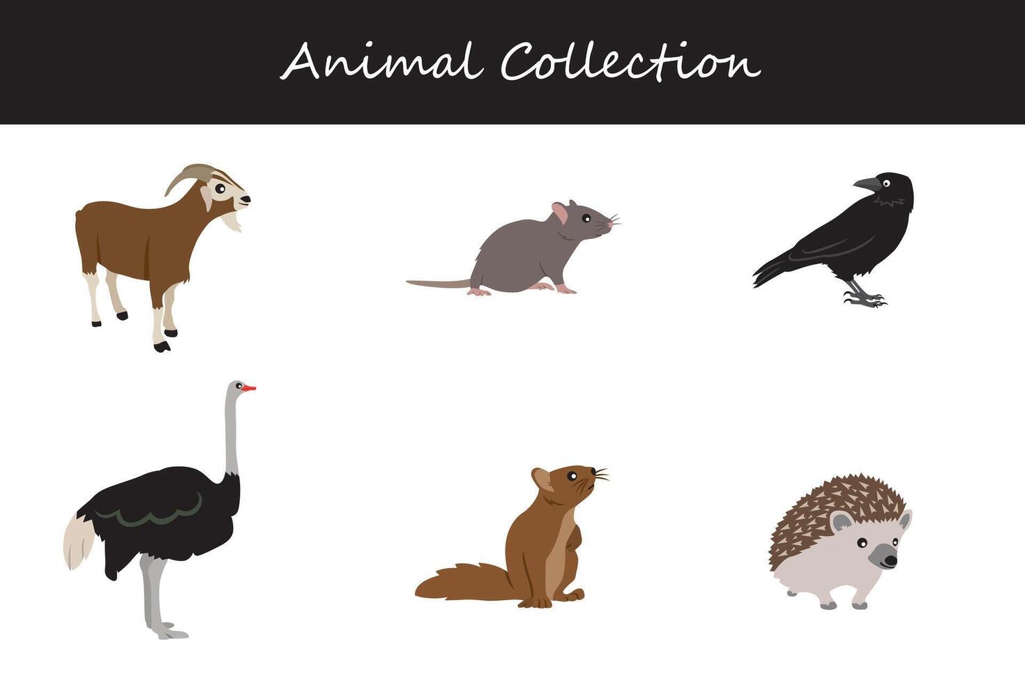 animali collezione. piatto stile illustrazione. vettore