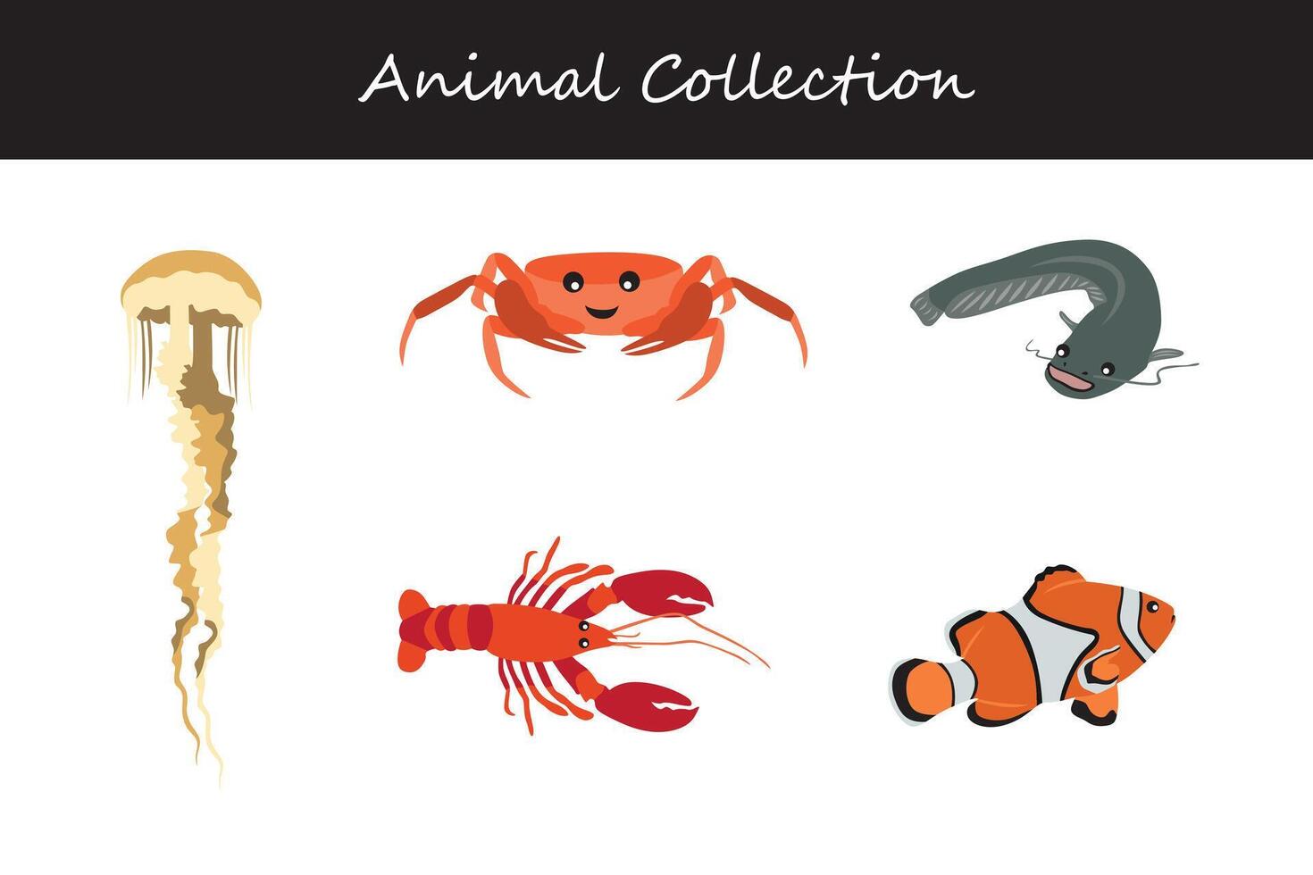 animali collezione. piatto stile illustrazione. vettore