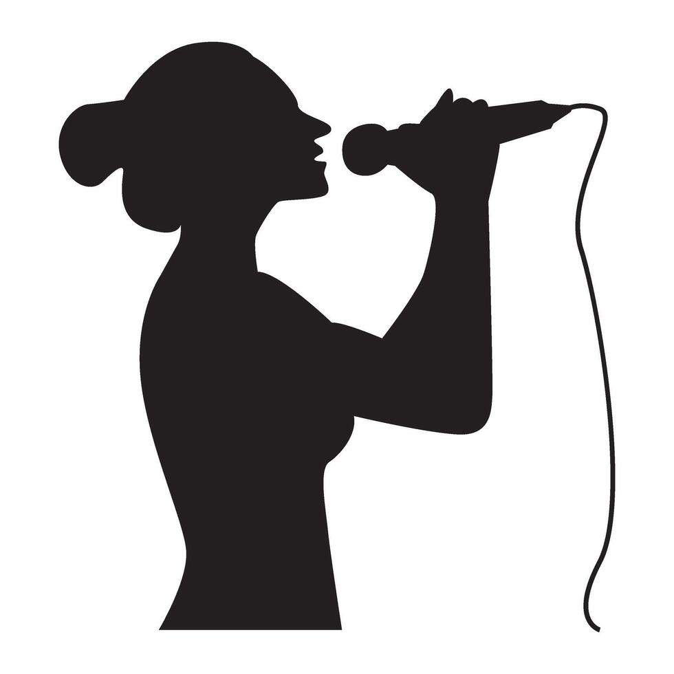 silhouette di cantando donna vettore