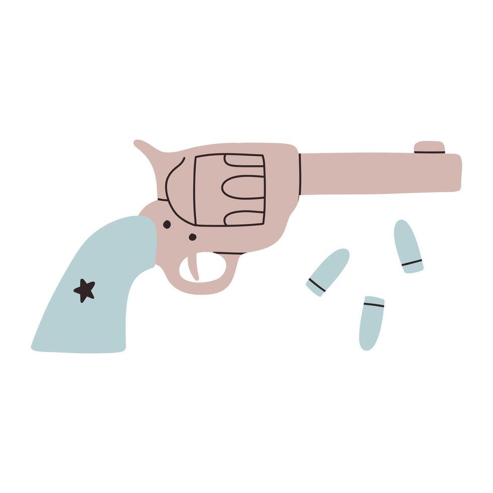 rivoltella con proiettili isolato su un' bianca sfondo. pistola illustrazione. mano disegnato stile. vettore