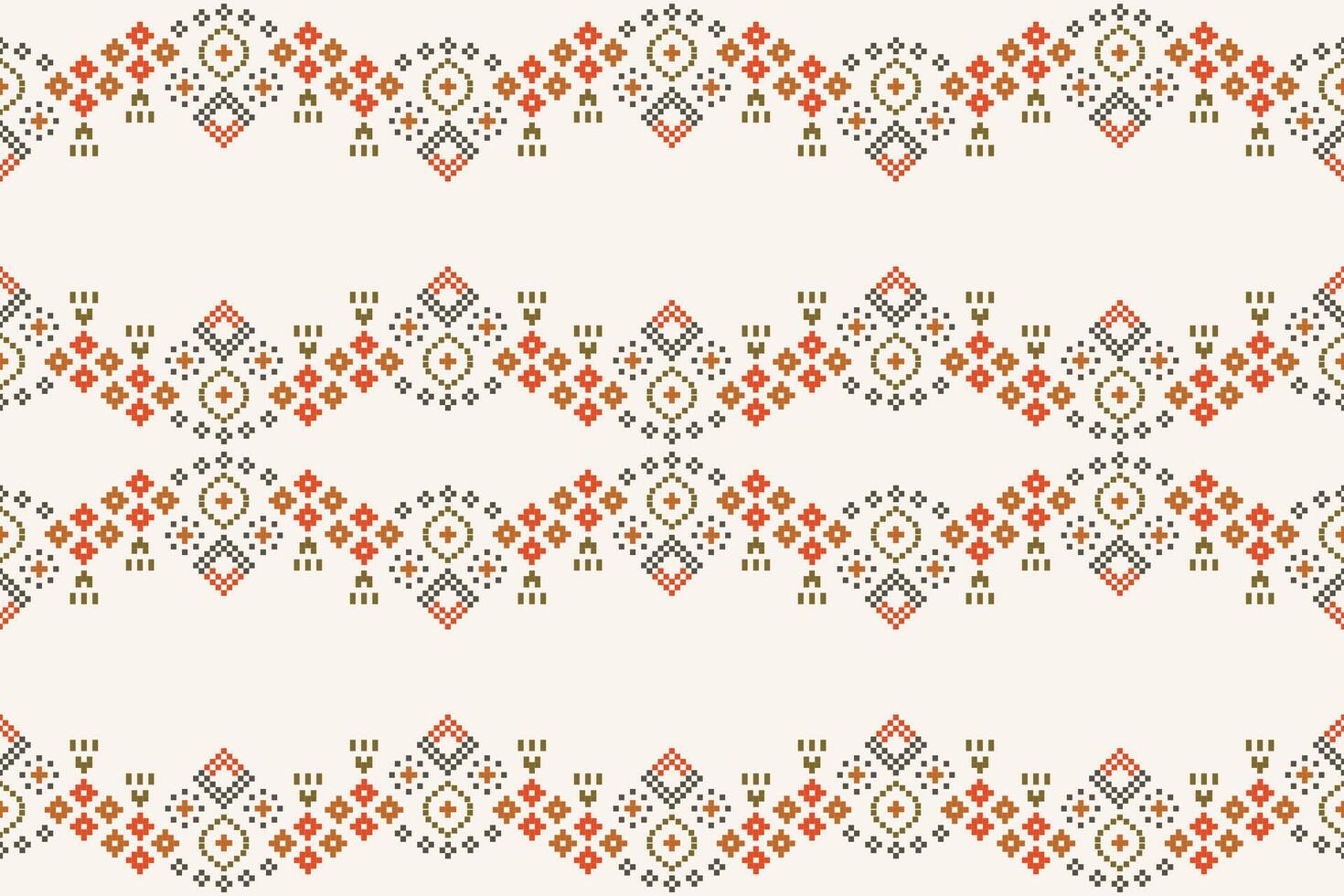 tradizionale etnico motivi ikat geometrico tessuto modello attraversare punto.ikat ricamo etnico orientale pixel Marrone crema sfondo. astratto, illustrazione. trama, sciarpa, decorazione, carta da parati. vettore