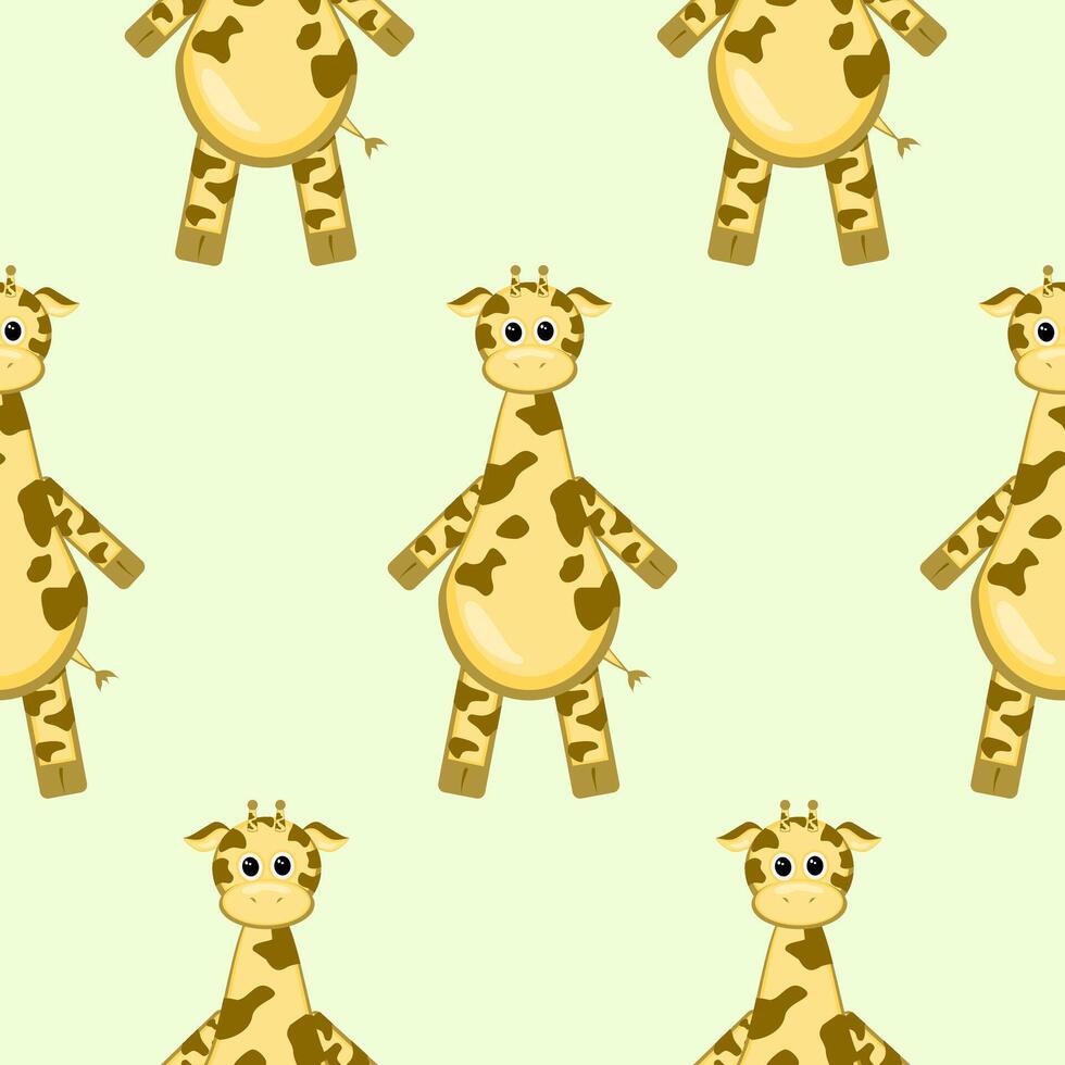 giraffe senza soluzione di continuità modello, asilo adorabile tessuto Stampa. bambini giraffa personaggi, bambino animali sfondo. giungla al giorno d'oggi struttura design vettore