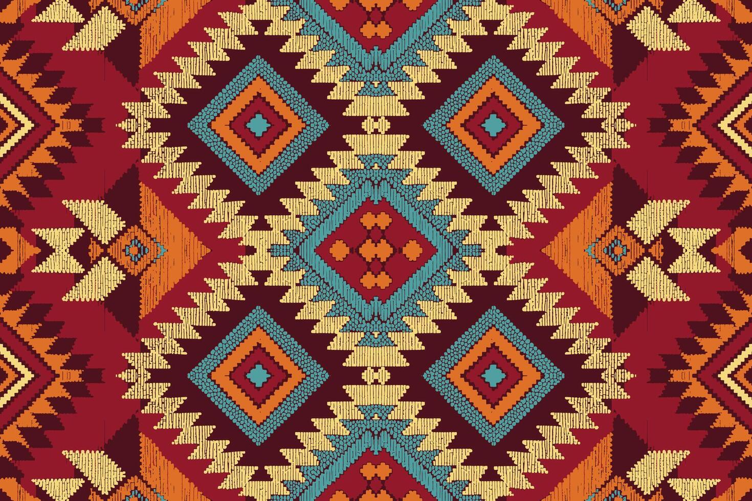 etnico astratto ikat art. modello senza cuciture in stile tribale, popolare e messicano. ornamento di arte geometrica azteca print.design per moquette, carta da parati, abbigliamento, avvolgimento, tessuto, copertina, tessile vettore