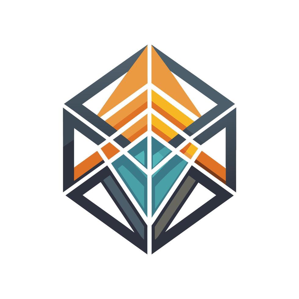 geometrico logo con astratto forme che rappresentano innovazione e creatività, un' geometrico forma che rappresentano connettività e innovazione vettore
