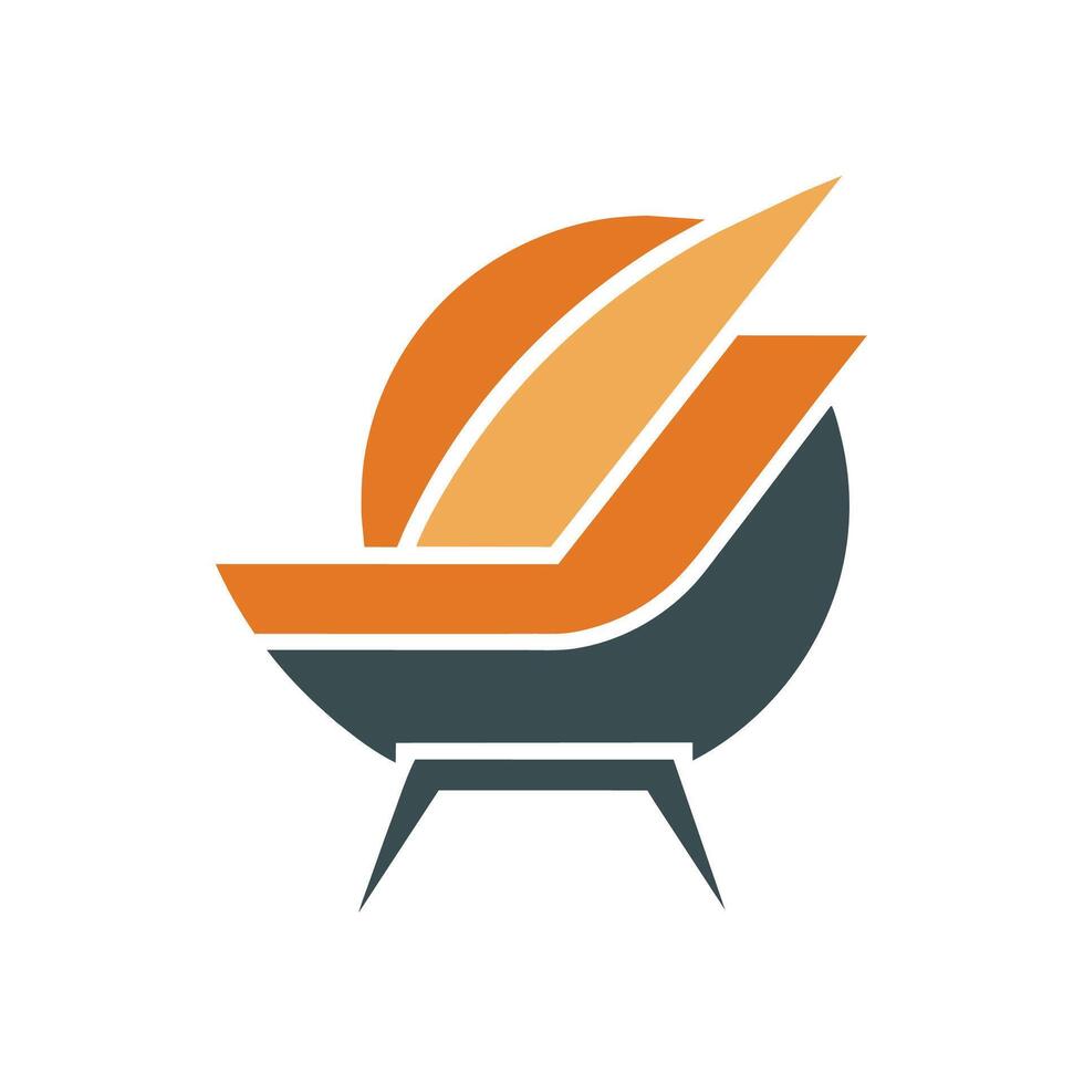 minimalista arancia e nero logo con un' foglia simbolo, un' logo con un' minimalista, astratto rappresentazione di un' pezzo di mobilia vettore