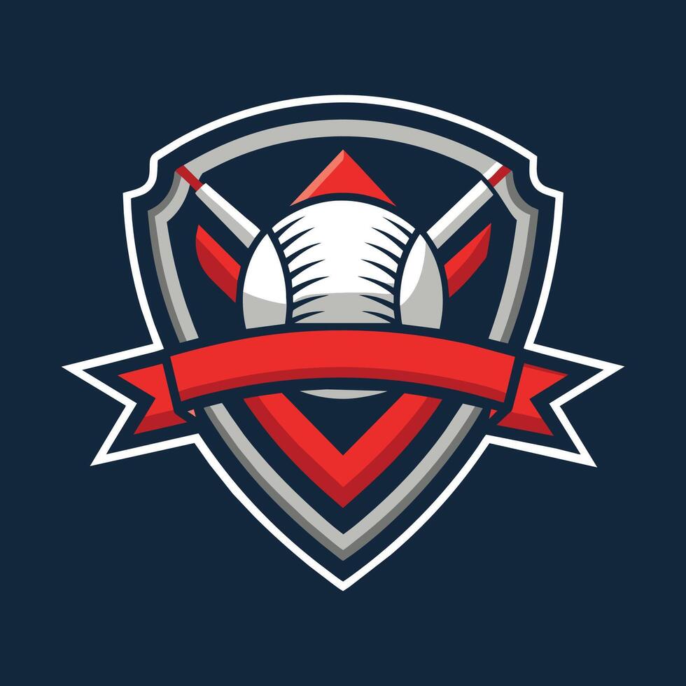 un' baseball logo chiuso di un' vivace rosso nastro, simboleggiante unità e forza, un' raffinato marchio quello trasporta il unità di un' baseball squadra vettore