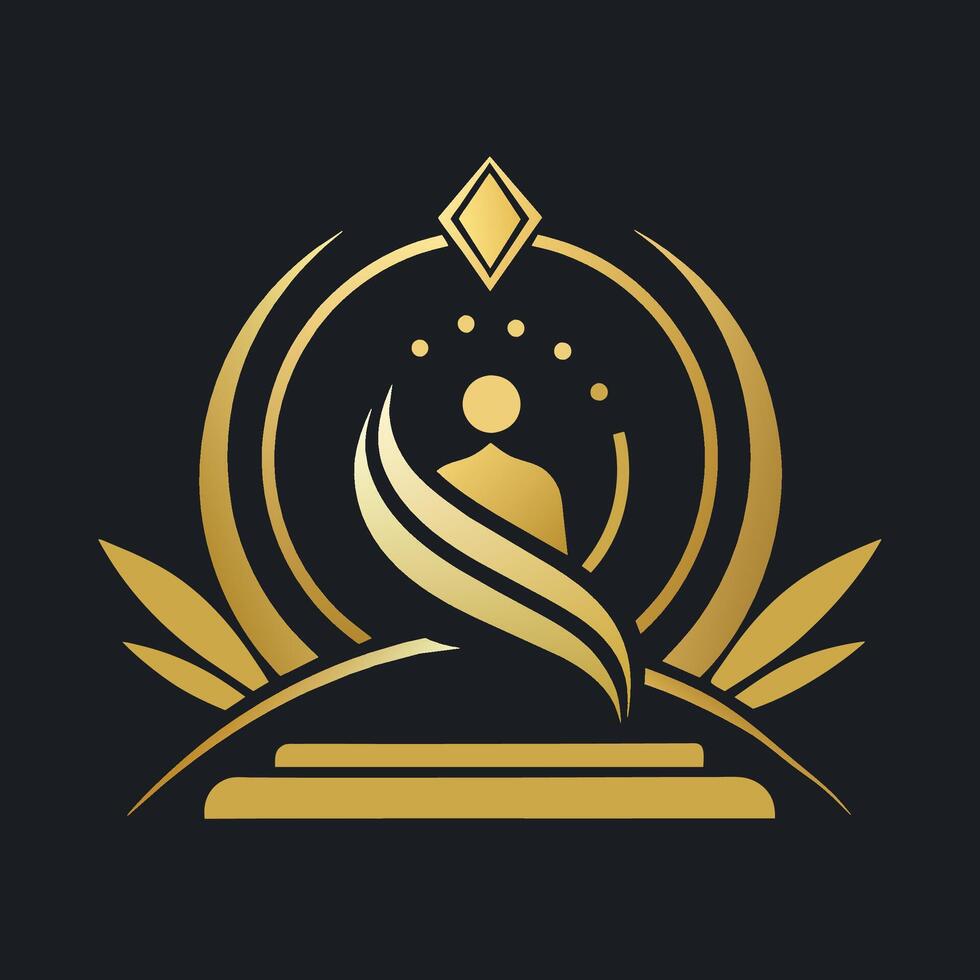 un' sofisticato d'oro logo sta su contro un' elegante nero sfondo, creare un elegante e sottostimato logo per un' senza scopo di lucro evento organizzatore vettore