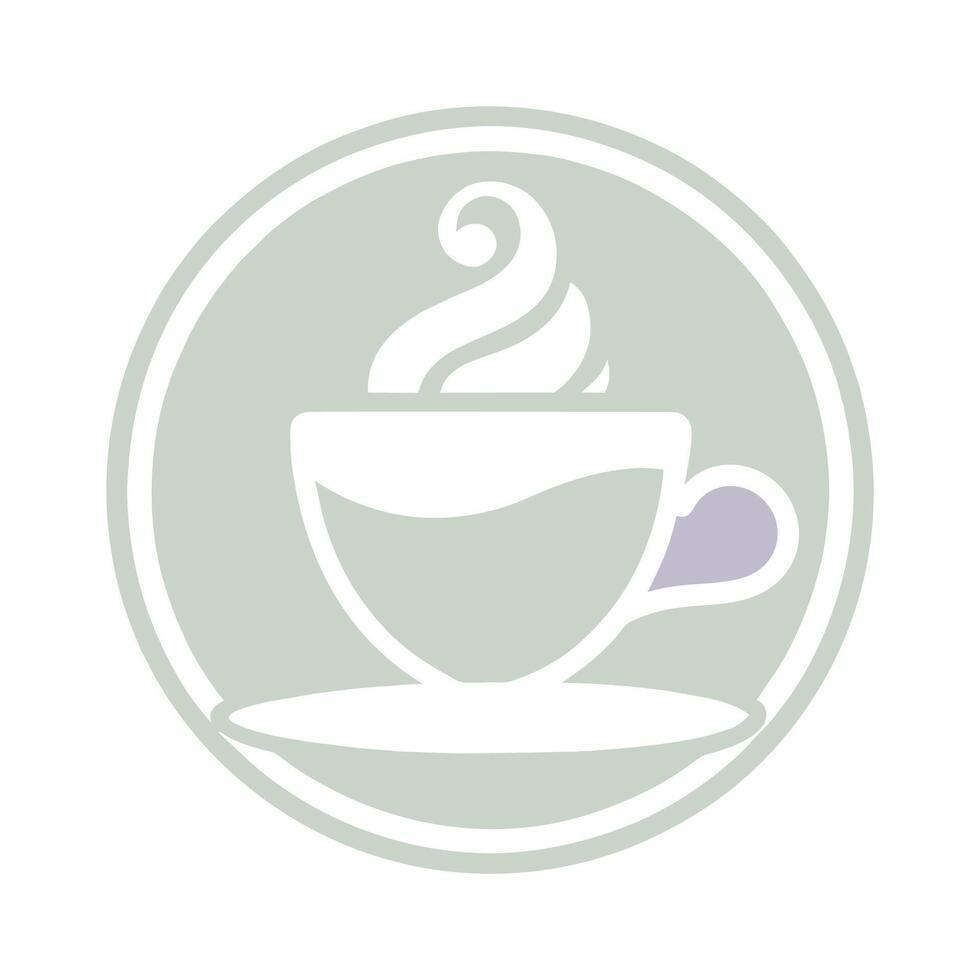 un' tazza di caffè contenente un' argento cucchiaio dentro, giocare con pastello colori e morbido gradienti per un' calmante bar logo vettore