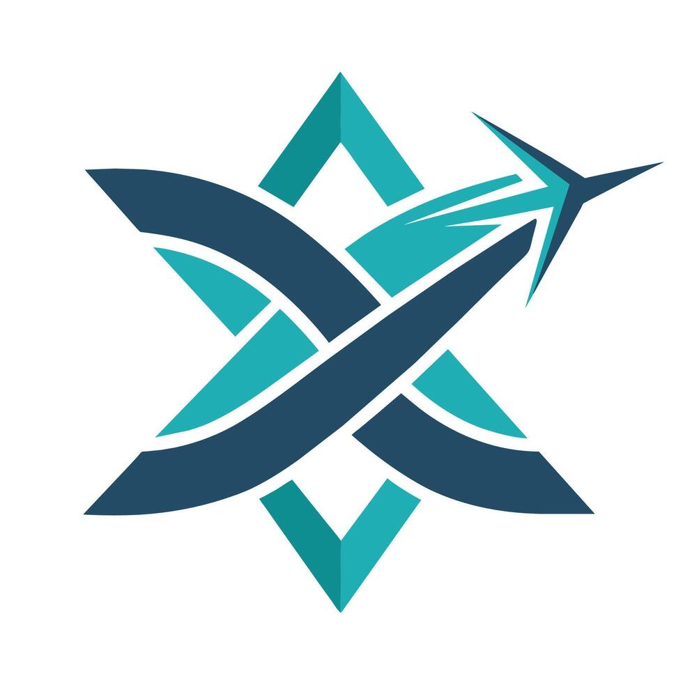 moderno logo design con un' blu e bianca stella di david simbolo, un' pulire, moderno logo con intersecano percorsi simboleggiante viaggio opzioni vettore
