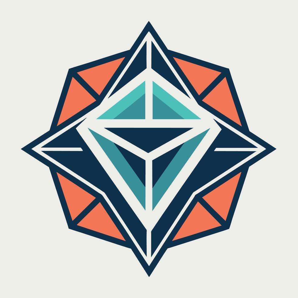 stilizzato diamante logo design su un' pulito bianca sfondo, un' logo design incorporare geometrico forme, minimalista semplice moderno logo design vettore