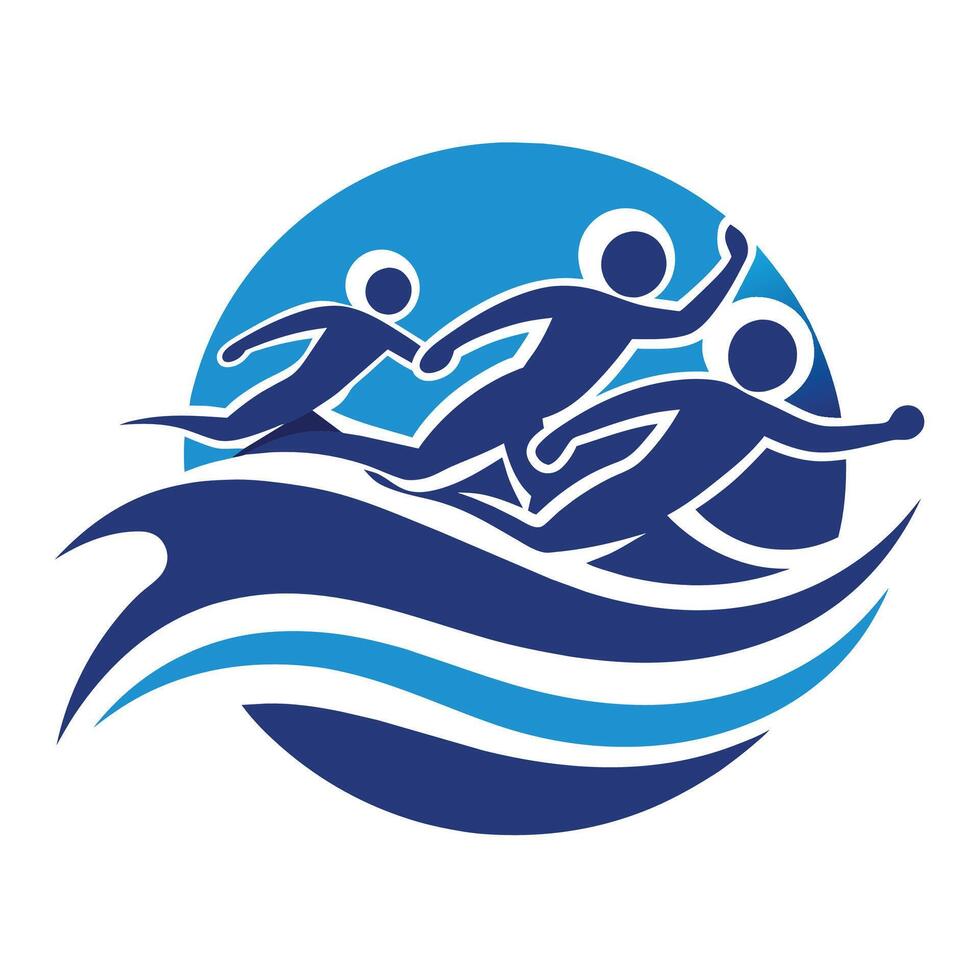 un' coppia di individui siamo nuoto nel il acqua, un' minimalista icona quello rappresenta un' nuoto squadra, minimalista semplice moderno logo design vettore