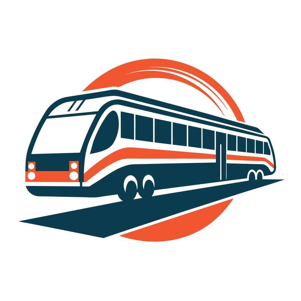 un' pubblico transito autobus navigazione attraverso un' vivace città strada, un' elegante, moderno rappresentazione di pubblico trasporto, minimalista semplice moderno logo design vettore