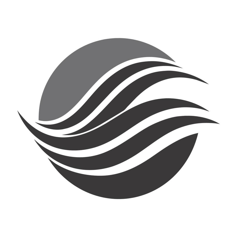 un' moderno nero e bianca logo con elegante onde nel un' elegante disegno, un' elegante, monocromatico logo con un' delicato onda modello, minimalista semplice moderno logo design vettore