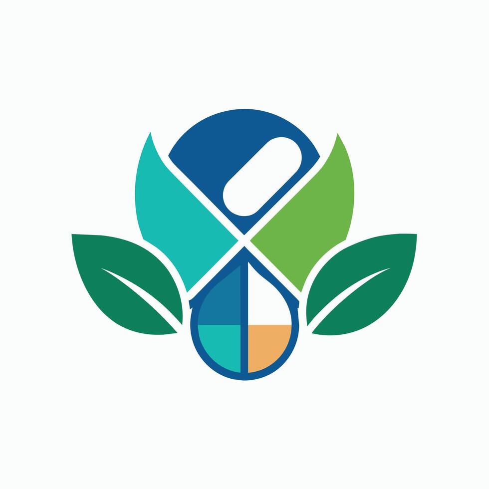 un' creativo logo design per un' medico azienda con farmaceutico simboli nel un' moderno stile, creare un artistico rappresentazione di prodotti farmaceutici nel un' minimalista stile vettore