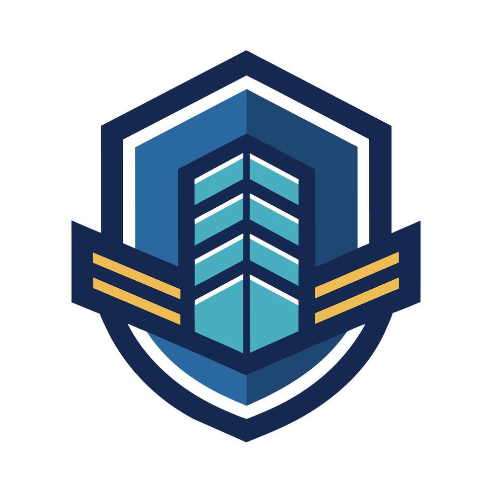 minimalista logo con blu e giallo colori con frecce puntamento nel di fronte indicazioni, sviluppare un' minimalista emblema per un' conformità Software suite vettore