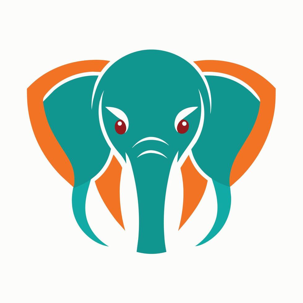 un' avvicinamento di un elefanti testa con Impressionante rosso occhi impostato contro un' pulito bianca sfondo, creare un' semplice e moderno logo ispirato di il bellezza di elefanti vettore