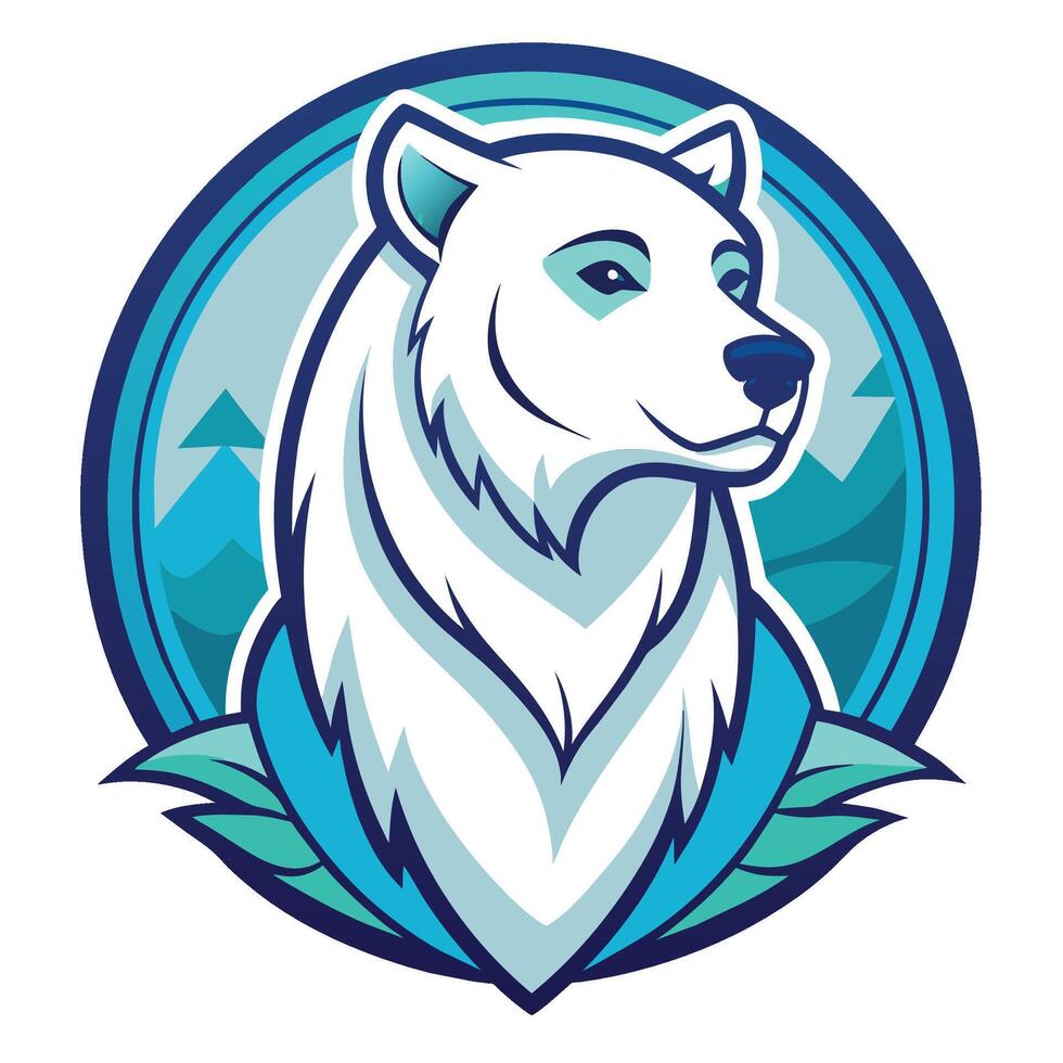 un' bianca polare orso circondato di un' blu cerchio, illustrato polare orso logo, squisito illustrato polare orso logo vettore