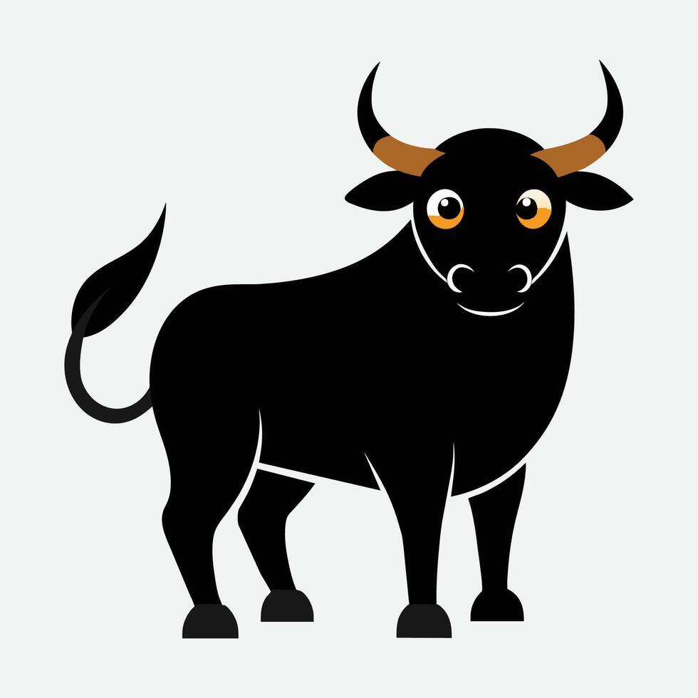 nero Toro cartone animato animale illustrazione vettore