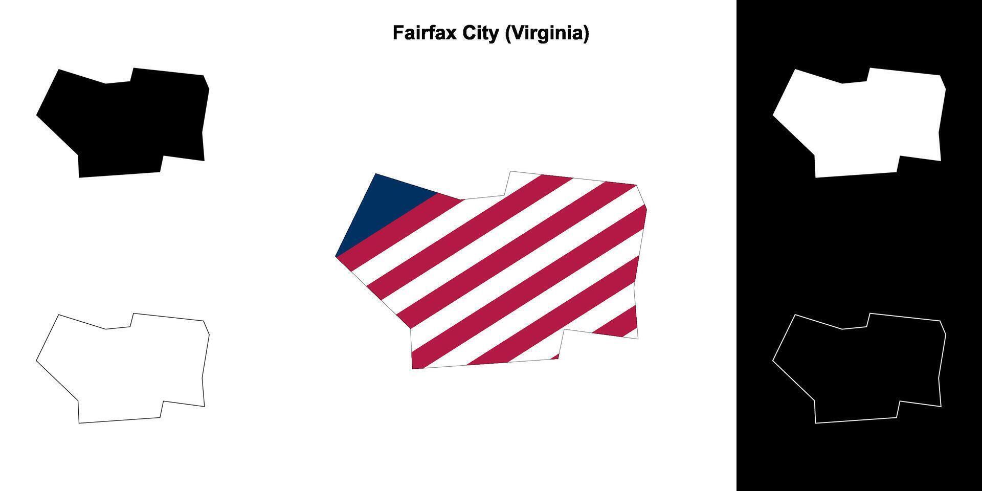 fairfax città contea, Virginia schema carta geografica impostato vettore