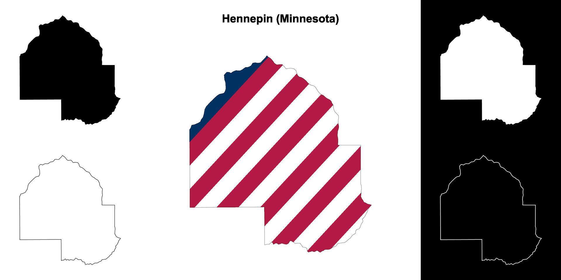 hennepin contea, Minnesota schema carta geografica impostato vettore