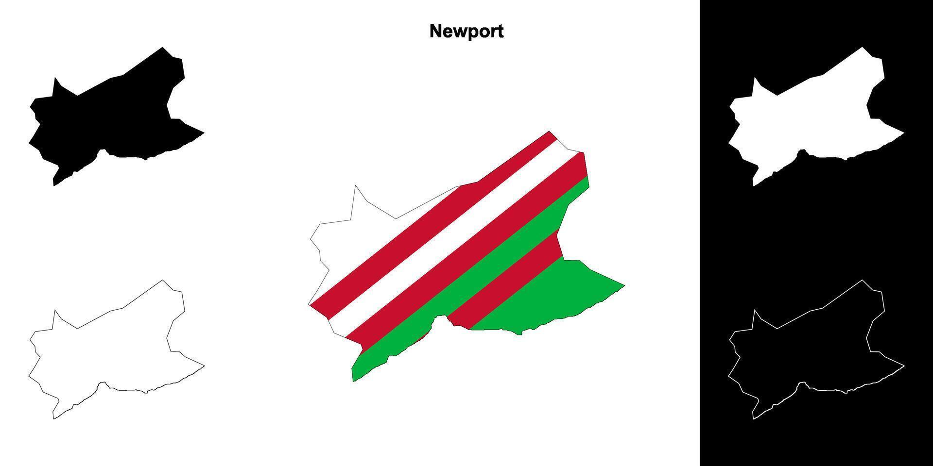 Newport vuoto schema carta geografica impostato vettore