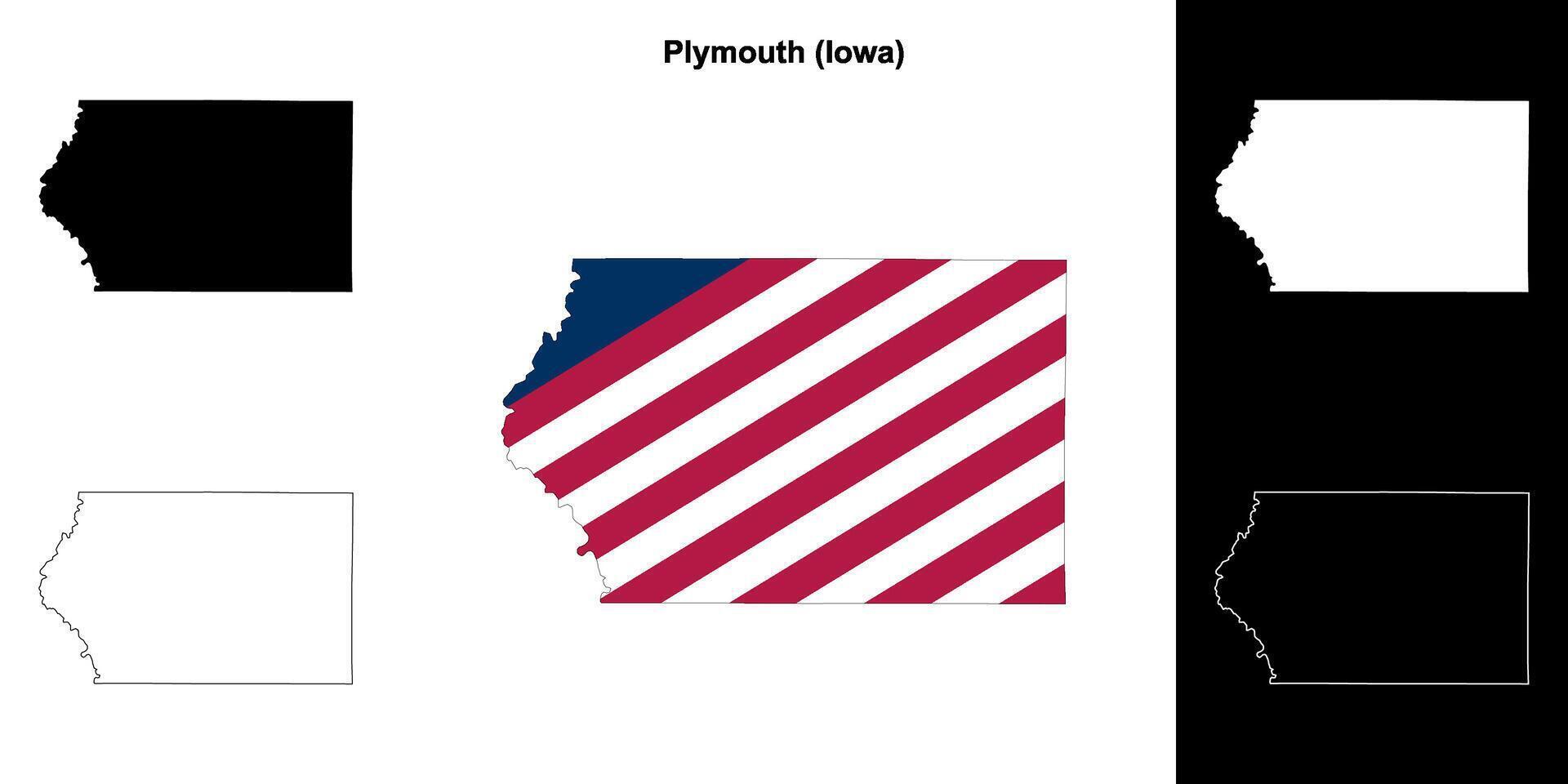 Plymouth contea, Iowa schema carta geografica impostato vettore