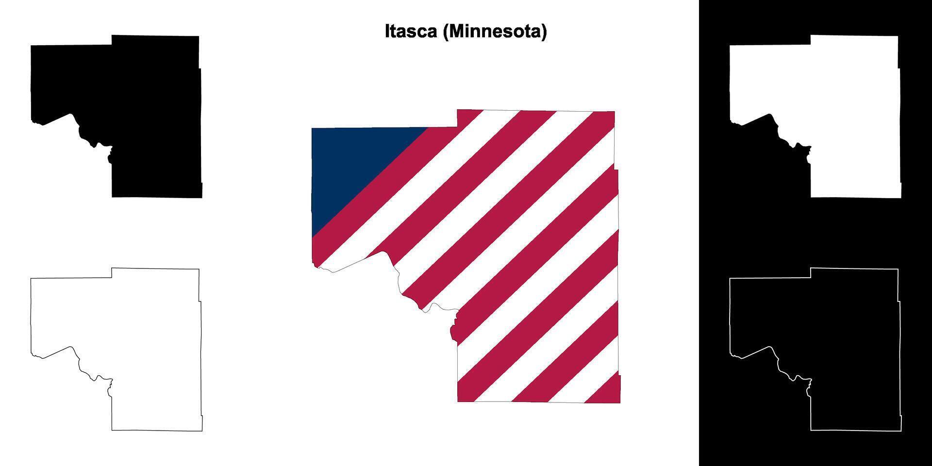 itasca contea, Minnesota schema carta geografica impostato vettore