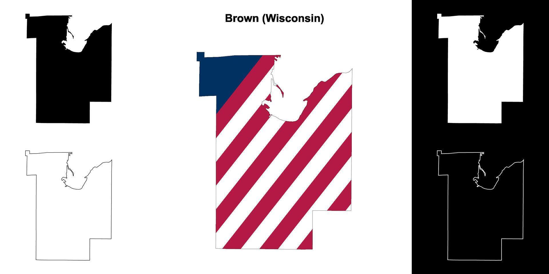 Marrone contea, Wisconsin schema carta geografica impostato vettore