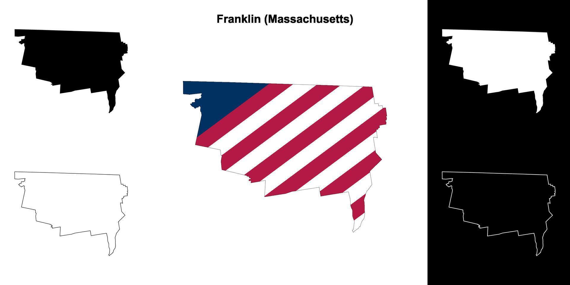 Franklin contea, Massachusetts schema carta geografica impostato vettore