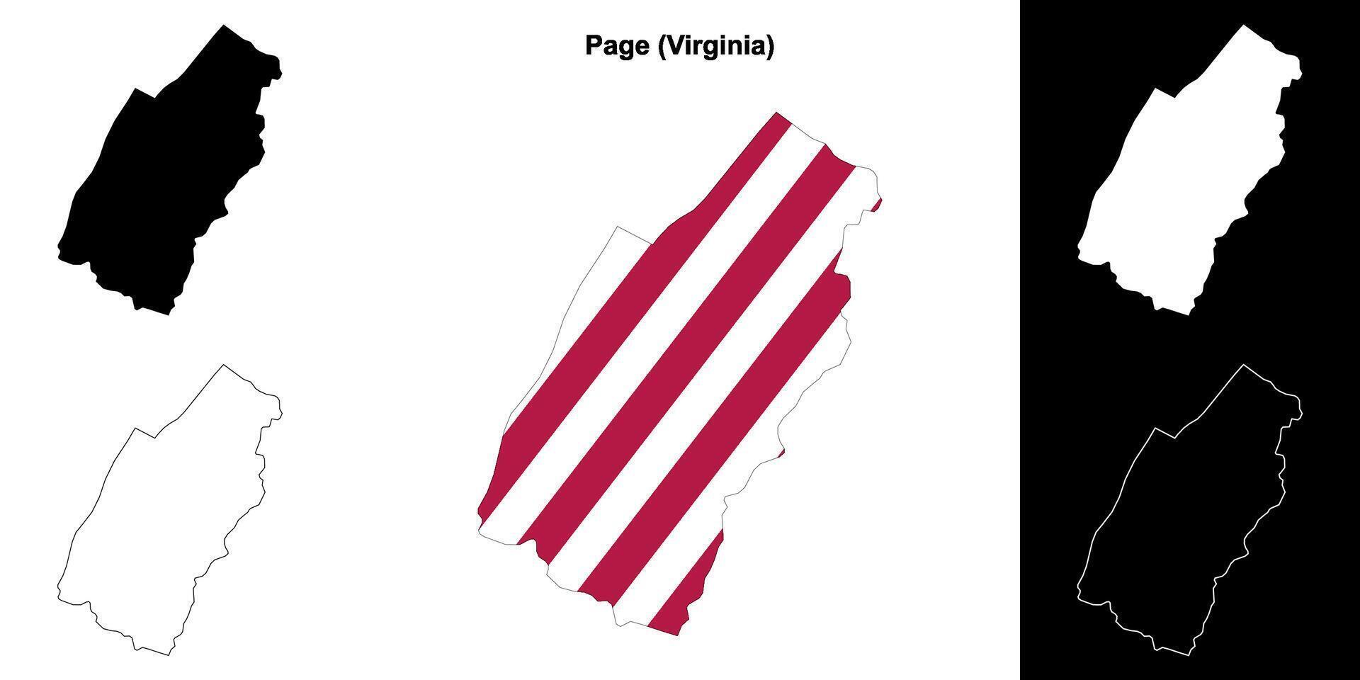 pagina contea, Virginia schema carta geografica impostato vettore