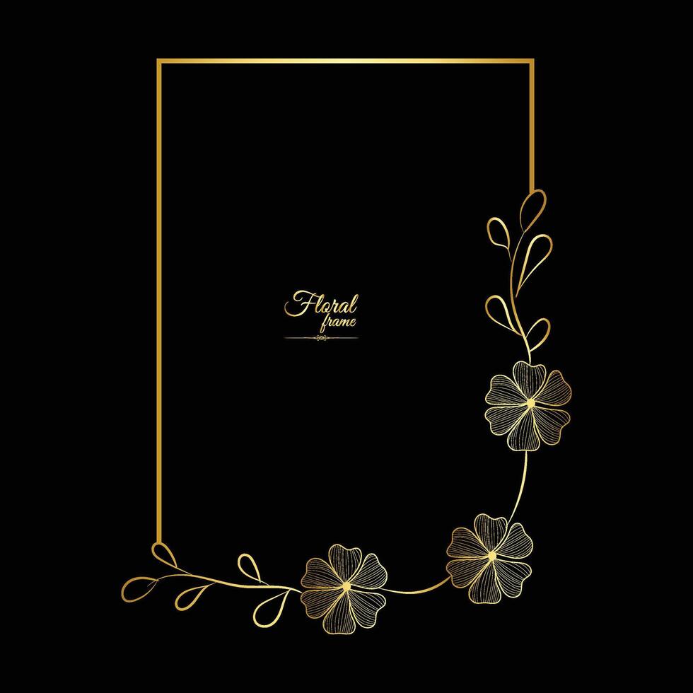 oro brillante raggiante Vintage ▾ telaio con fiore isolato floreale sfondo d'oro lusso telaio vettore