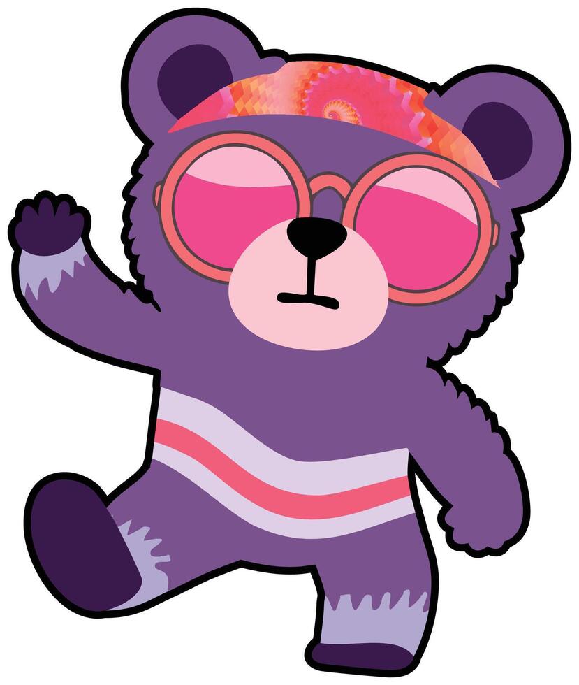 Groovy hippie orso vettore