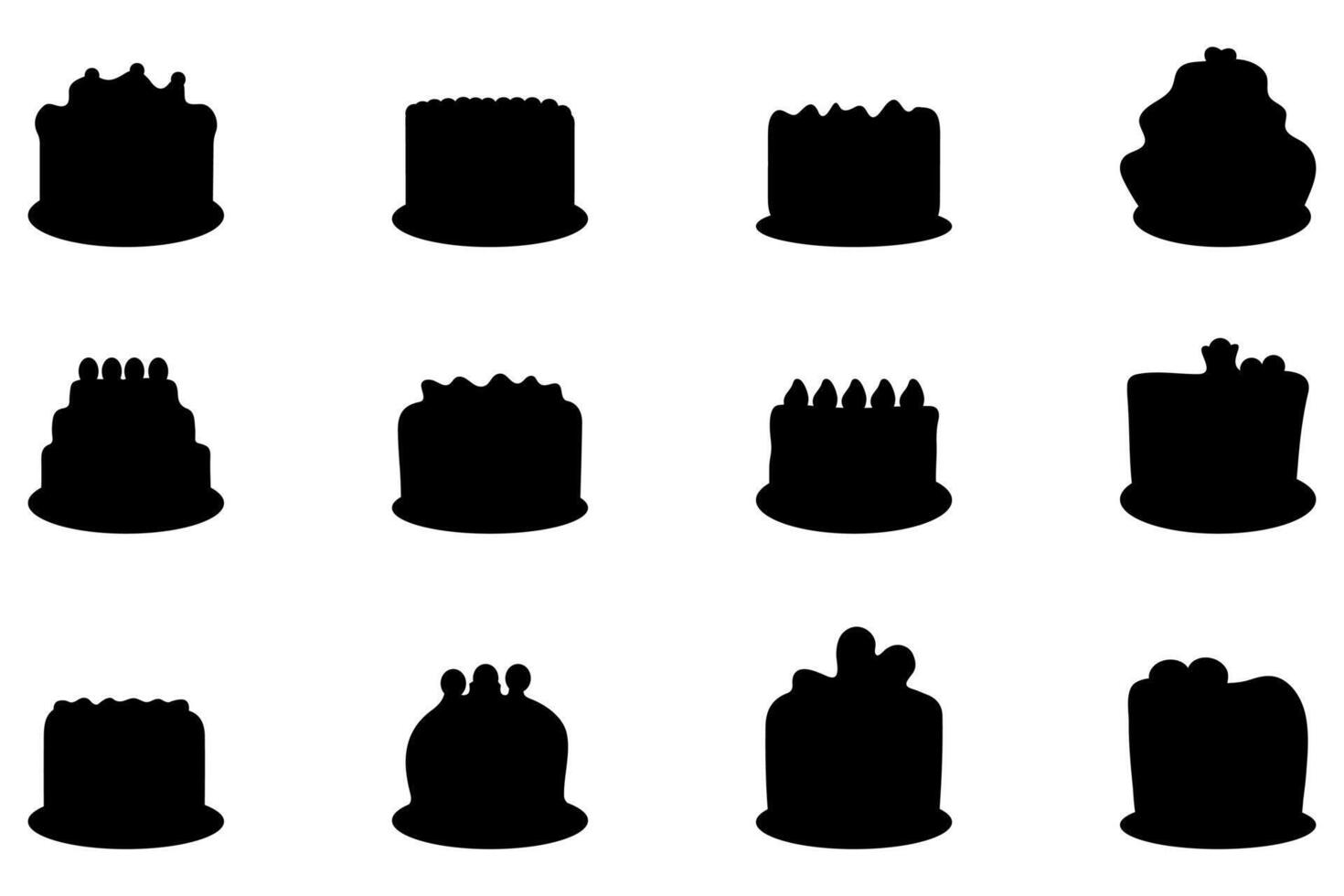 silhouette di compleanno torta. celebrazione piatto illustrazione vettore