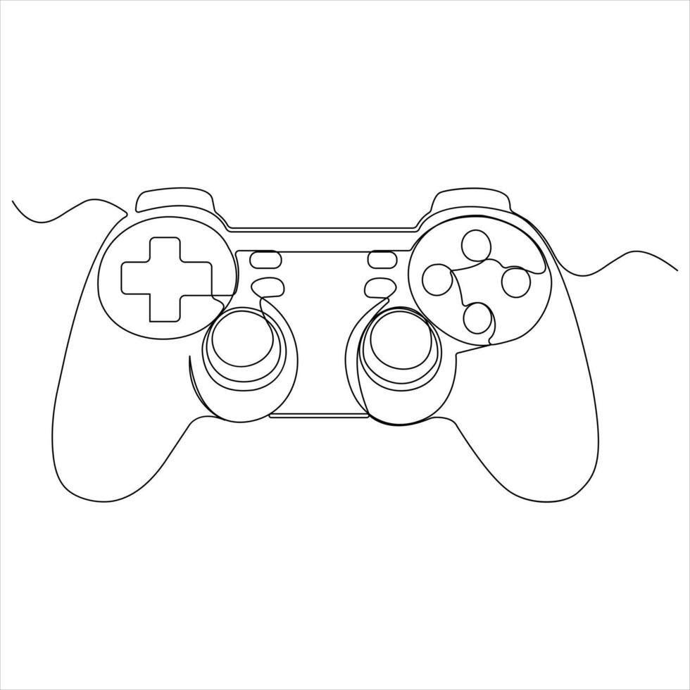 singolo linea continuo disegno di gioco controllore joystick o gamepad linea arte illustrazione vettore