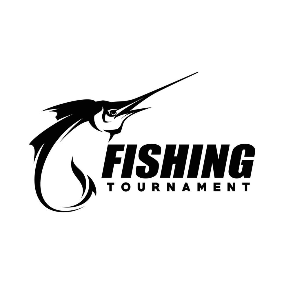 Marlin pesca torneo logo modello . Marlin pesce salto illustrazione logo design vettore