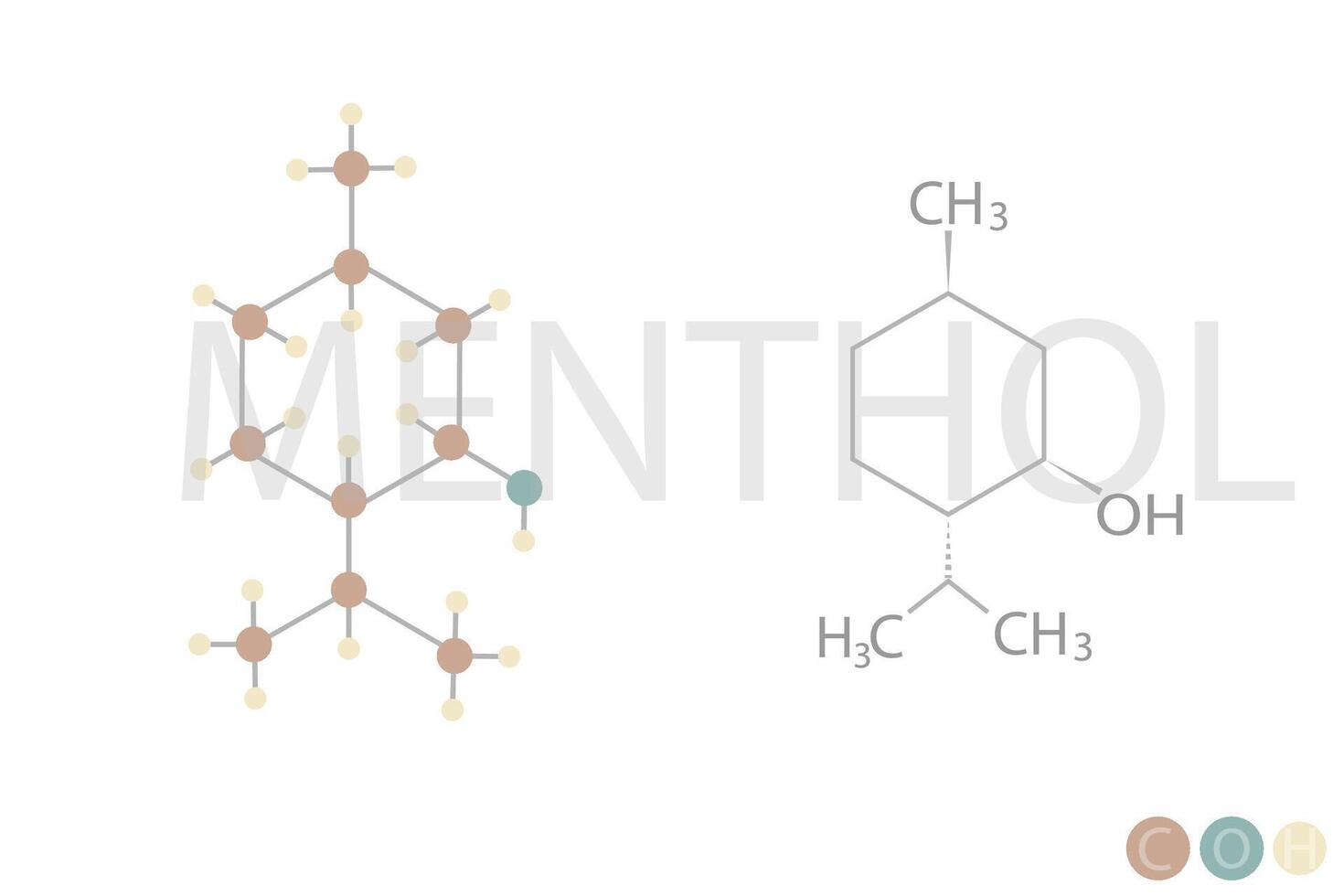 mentolo molecolare scheletrico chimico formula vettore