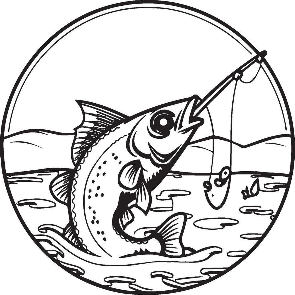 pesca colorazione pagine. pesca schema per colorazione libro vettore