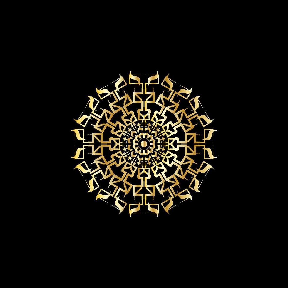 mandala. oro decorativo elemento. immagine per colorazione. astratto circolare ornamento con stilizzato le foglie vettore