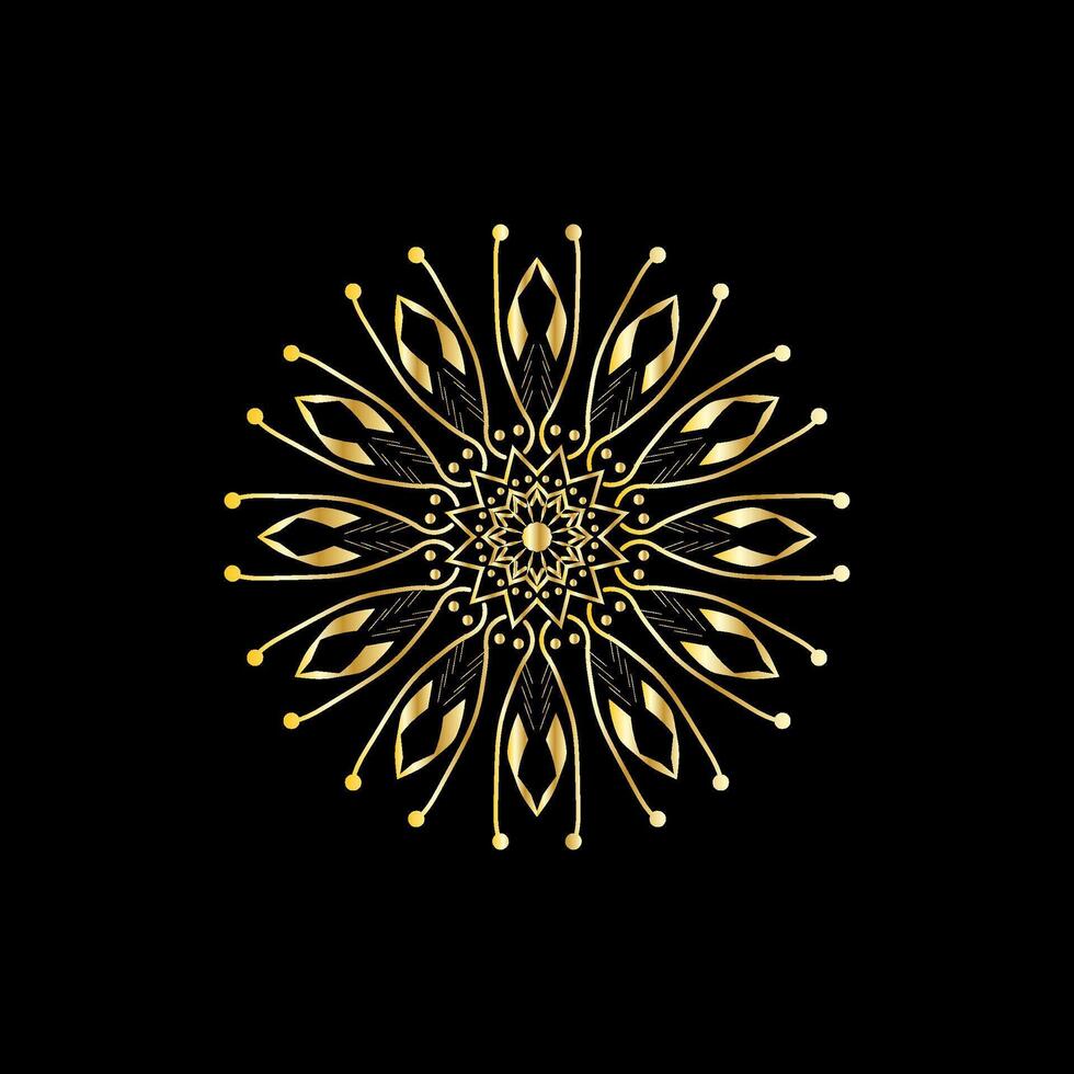 mandala. oro decorativo elemento. immagine per colorazione. astratto circolare ornamento con stilizzato le foglie vettore