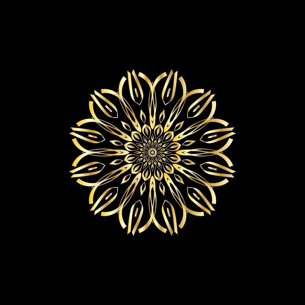 mandala. oro decorativo elemento. immagine per colorazione. astratto circolare ornamento con stilizzato le foglie vettore