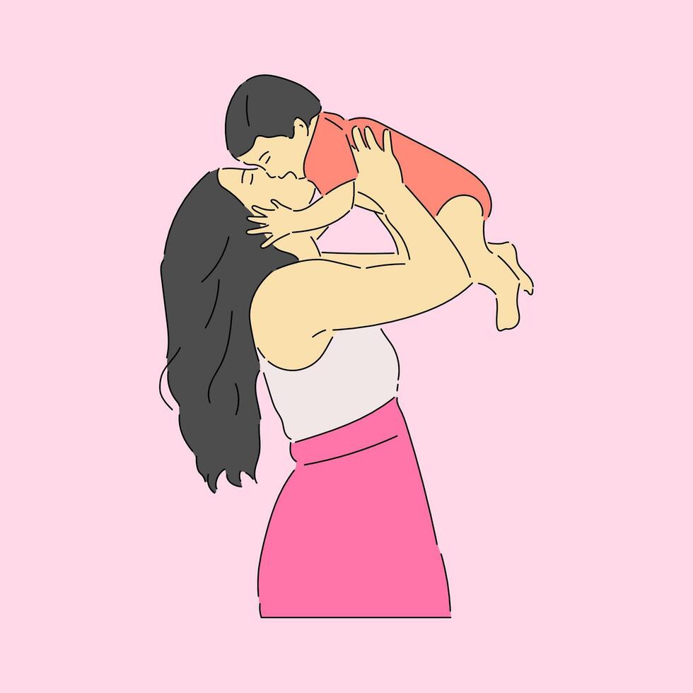 illustrazione La madre di abbraccio, amore e cura vettore