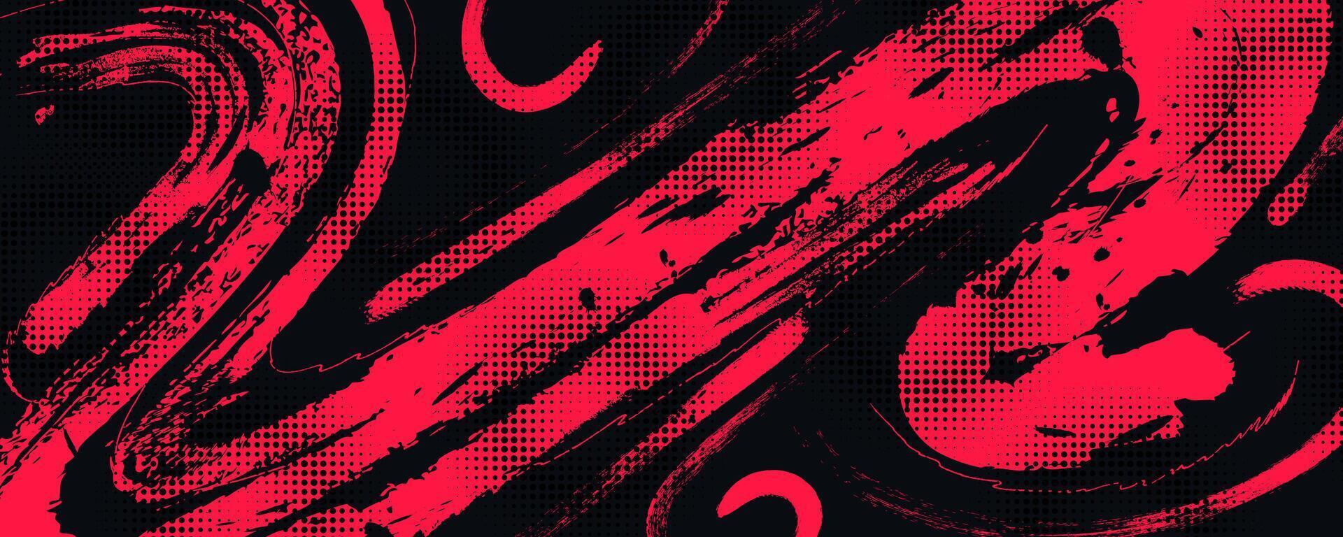 astratto grunge sfondo con nero e rosso spazzola struttura. creativo design per gli sport sfondo con mezzitoni effetto vettore