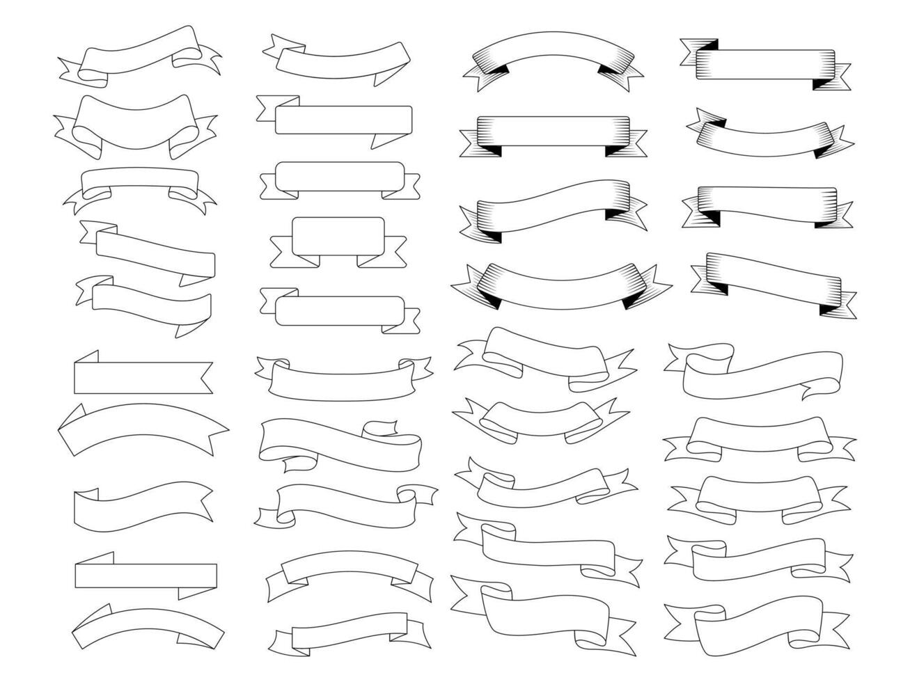 nastro elementi. moderno semplice nastri collezione. piatto bandiera nastro per decorativo design. nastri, striscioni, distintivi, etichette design elementi. vettore