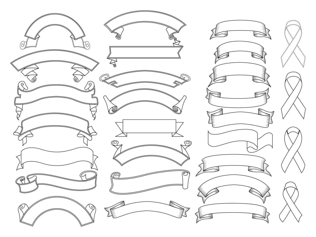 nastro elementi. moderno semplice nastri collezione. piatto bandiera nastro per decorativo design. nastri, striscioni, distintivi, etichette design elementi. vettore